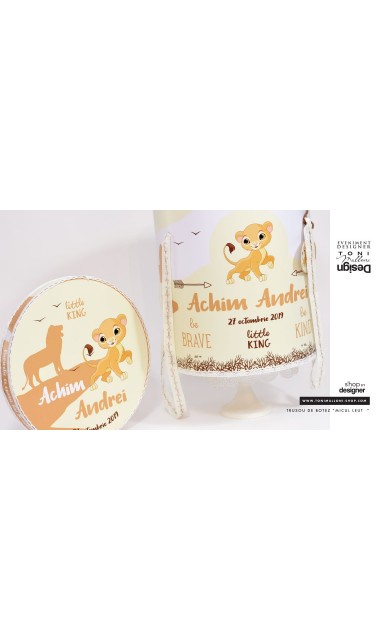 Trusou botez cu leu, brodat de inspiratie exotica, jungla, animale Micul Pui Leu 33